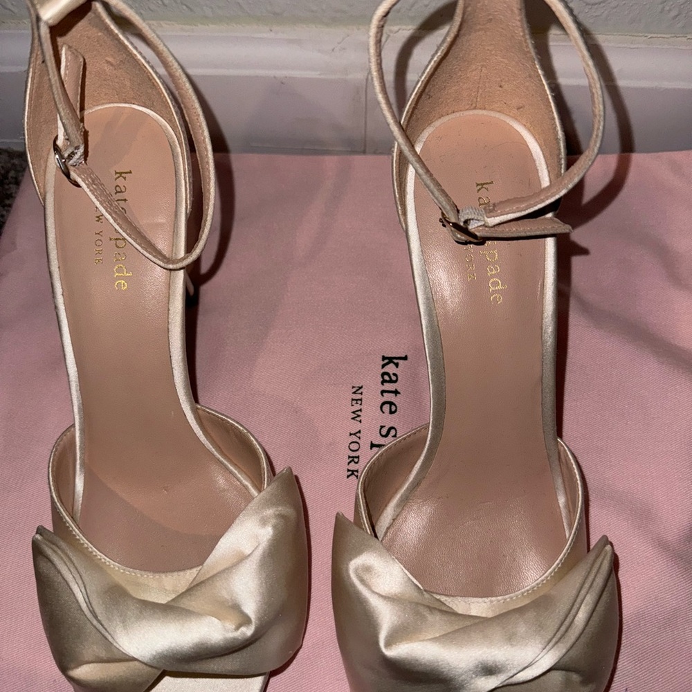 Kate Spade Cream Heels with Ankle Strap and Stiletto